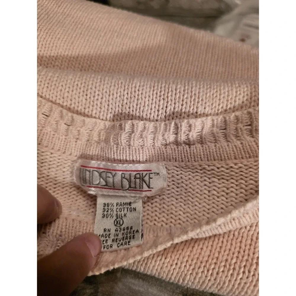 Linsey Blake Pink‎ Short Sleeve Sweater Size XL Silk Blend